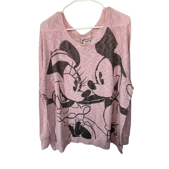 Disney Parks Pink Minnie & Mickey Long Sleeve Lightweight Sweater 3X 72% Rayon 2 - Picture 1 of 8